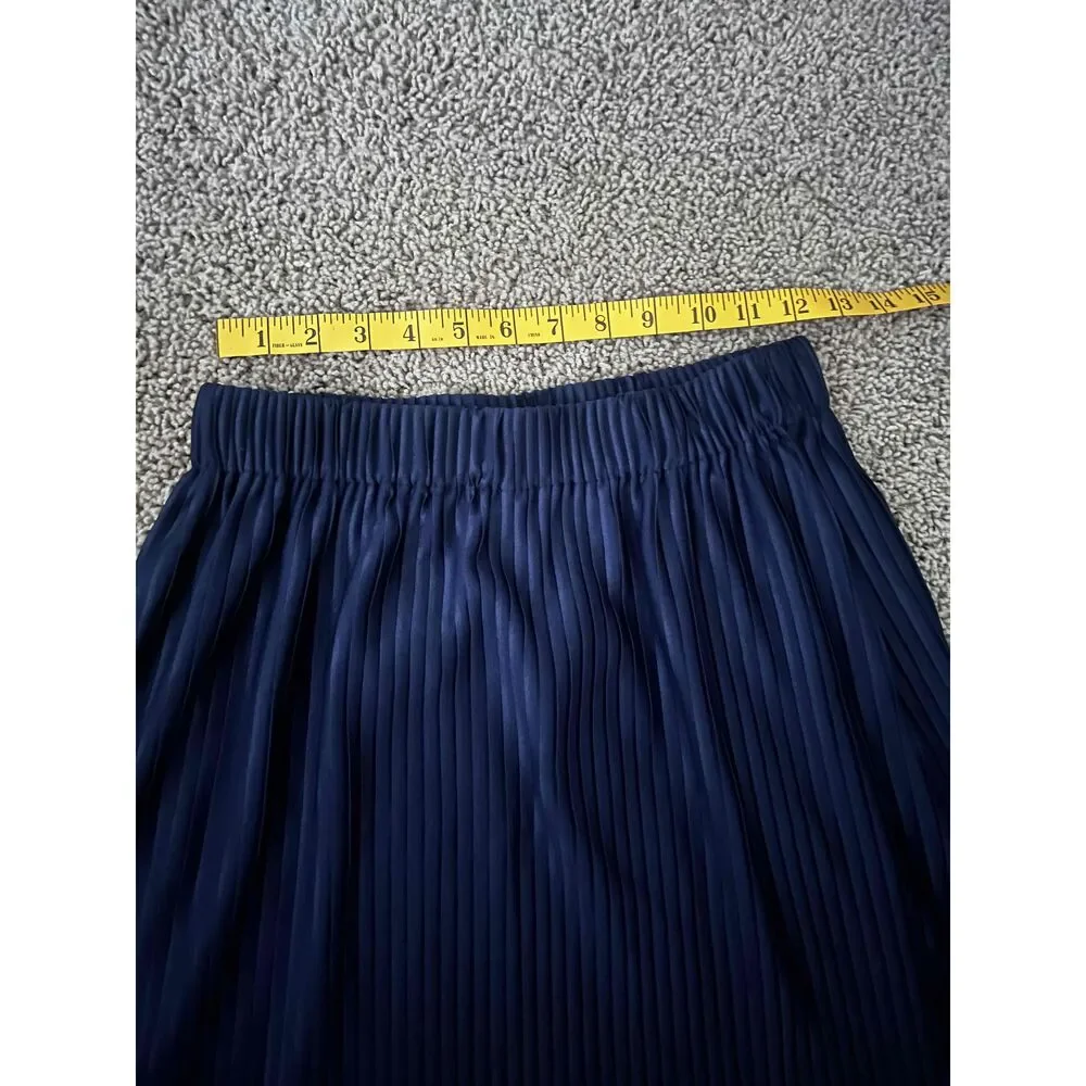 Pretty Garbage Navy Blue Elasticated Waistband Pleated Skirt Size Medium (NWT) - Picture 4 of 5